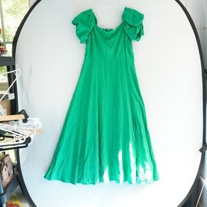 ASTR The‎ Label Maxi Dress Smocked Puff Sleeve Kelly Green XL Peasant Prairie